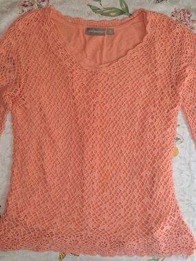 croft & barrow Coral Openwork Knit Scoop Neck Top